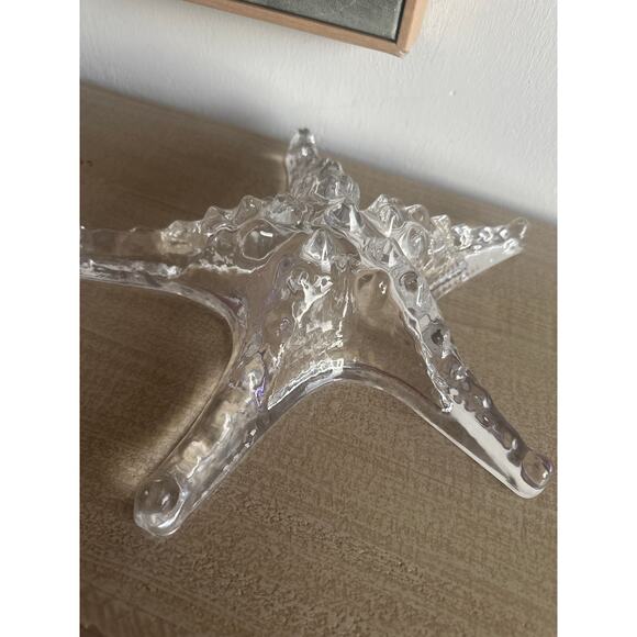 STARFISH Hand Blown Clear Art Glass Paperweight Beach House Ocean decor - Picture 5 of 9